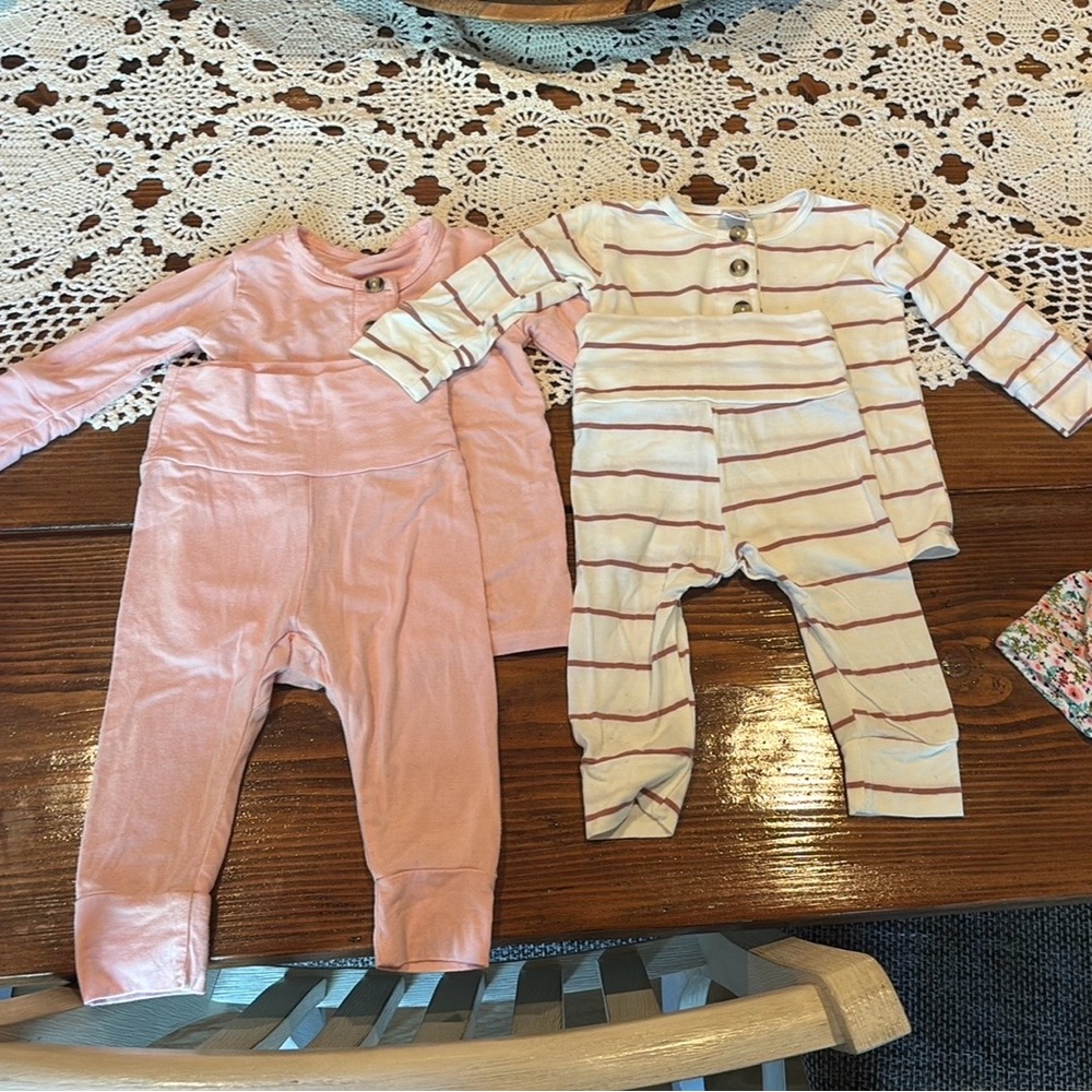 2 pairs of Lou Lou and Company top and bottoms. 3-6 month.